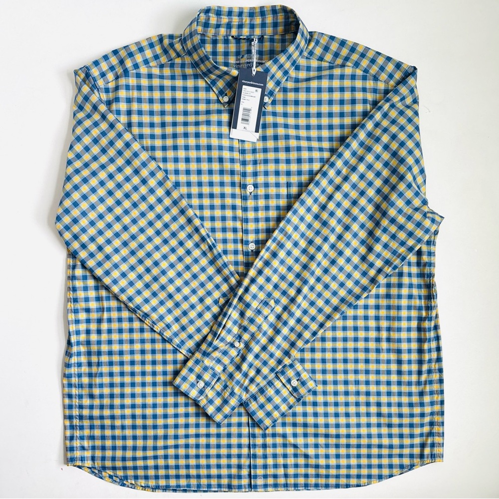Vineyard Vines Classic Fit Plaid On The Go
Performance BRRR Shirt Honey Plaid XL